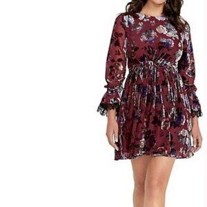 NWT. BUFFALO DAVID BITTON Floral Velvet Baby Doll Dress. Size Medium. China.